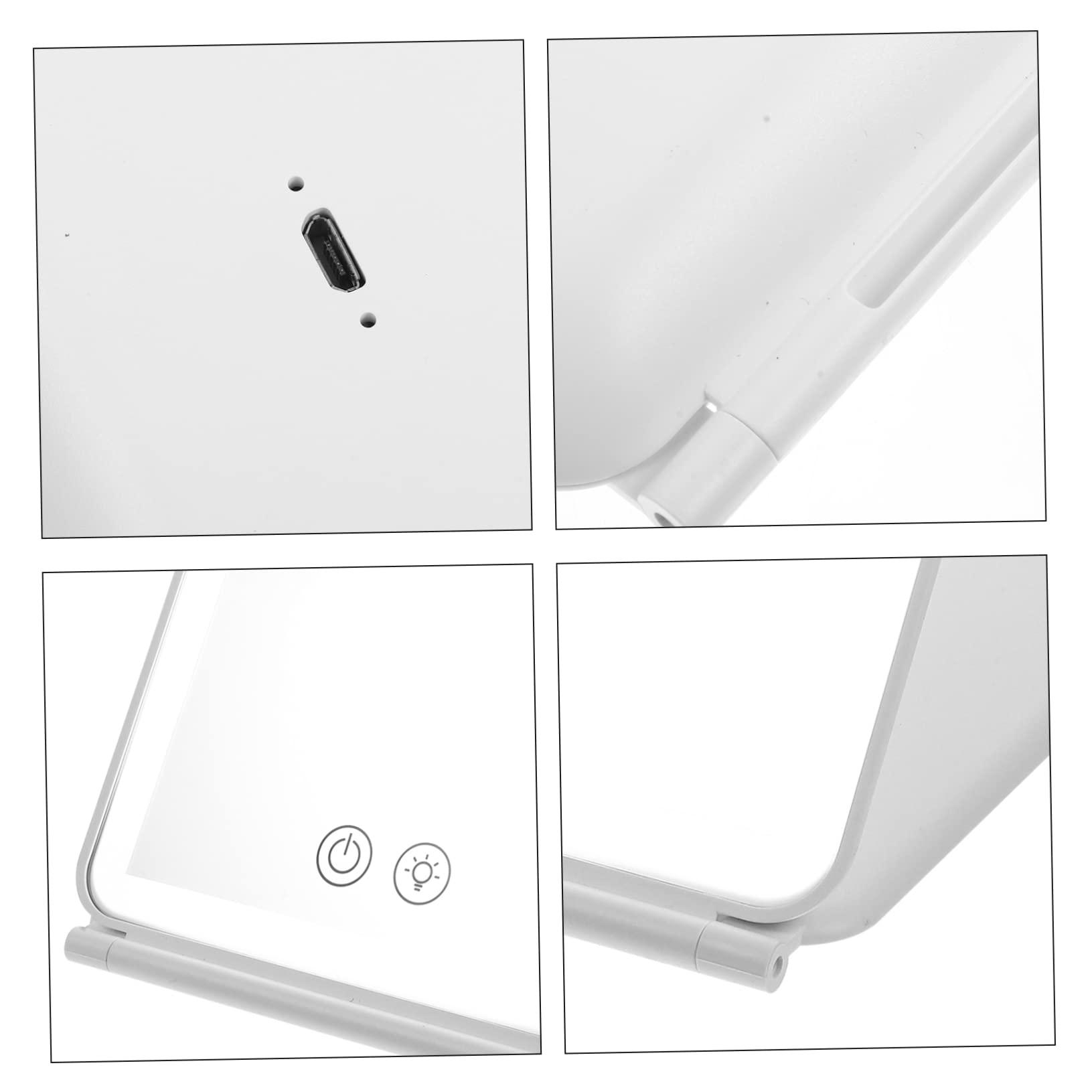 PAMINGONO PAMINGONO Simple Makeup Mirror Chic Table Mirror White LED Lights for Girls Desk Top Easy to Carry