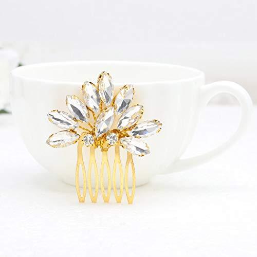Barode Barode Bridal Wedding Hair Comb Gold Rhinestones Bride Headpieces Hair Accessories Jewelry for Women and Girls