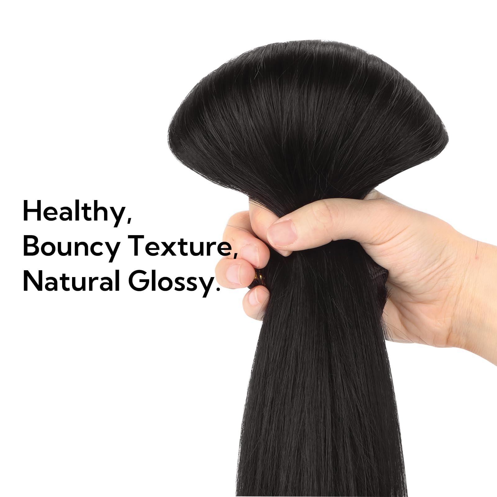 hotbanana HOTBANANA Clip in Hair Extensions, 18 inch 80g 5pcs Natural Black Clip in Hair Extensions Real Human Hair Remy Hair Stright Clip in Hair Extensions