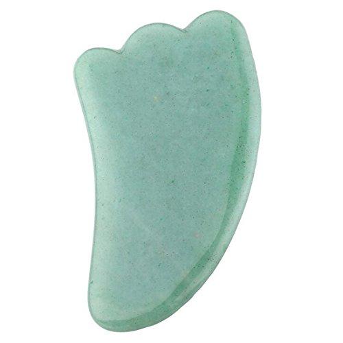 fengshuisale Feng Shui Gua Sha Scraping Massage Tool, Natural Rose Quartz/Green Aventurine Wing-shape Guasha Board Traditional Scraper Tool W3415 (green)