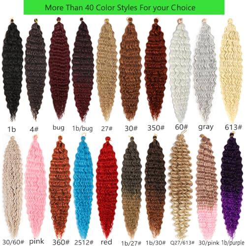 BALINGHAIR Ocean Wave Crochet Hair 30 Inch Deep Wave Braiding Hair Long Curly Crochet Braids Hair Extensions Ombre Brown to Light Pink 3 Packs