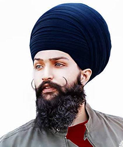 finaldeals Finaldeals Warrior Style Turban Sikh Dumalla Sikh Turban Panjabi Chand Tora Dumala F74 Dumalla 5 Meter Navy Blue Color