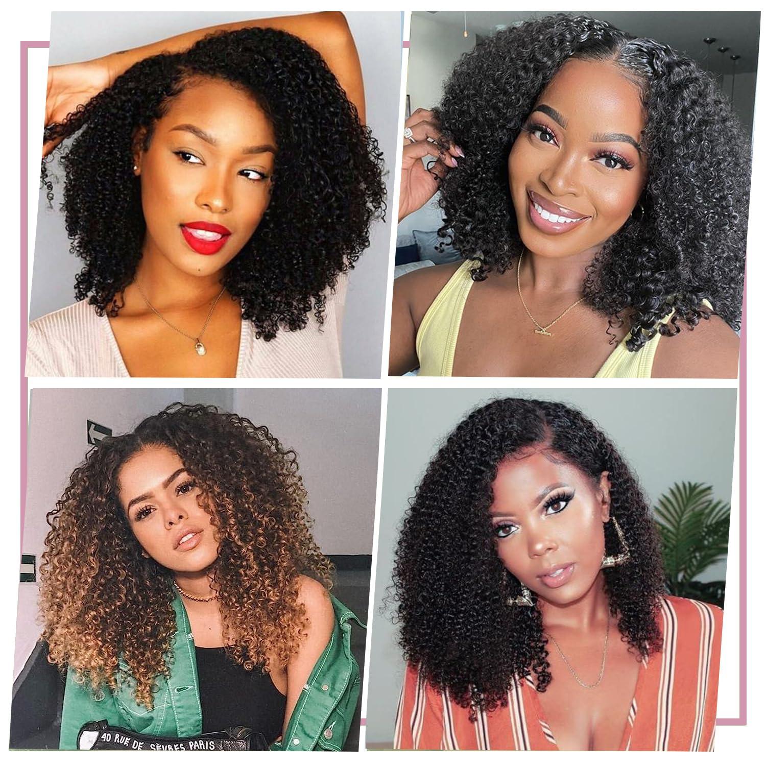 YAMI YAMI Kinky Curly Clip in Hair Extensions10Pcs Clips Triple Weft Brazilian Remy Human Hair 3C 4A curly Clip in Extensions 120g Afro Kinky Curly Clip ins for Black WomenP4/30,10inch)