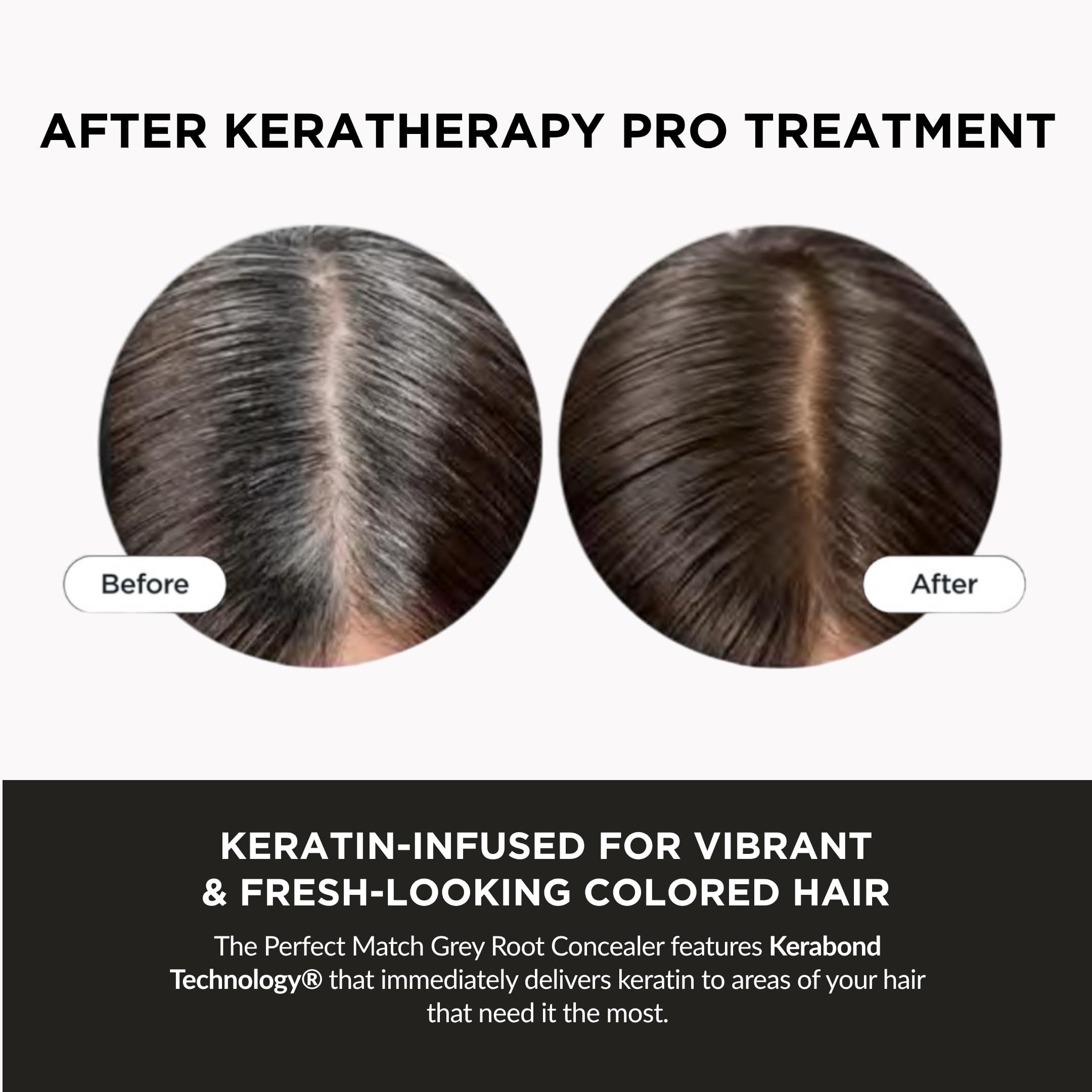 KERATHERAPY Keratherapy Keratin Infused Perfect Match Gray Root Concealer Spray, Light Brown, 3 oz, 118ml - Root Cover Up Spray to Hide Gray Roots - Keratin Therapy Hair Darkening & Temporary Scalp Concealer