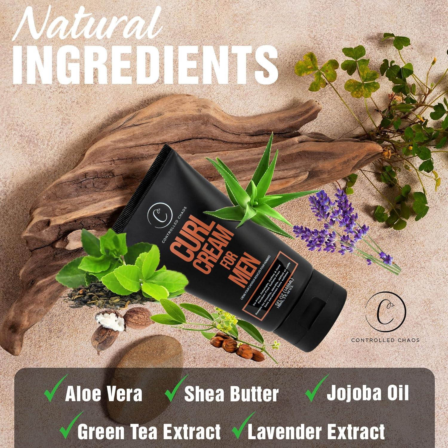 Controlled Chaos Controlled Chaos Curl Cream for Men - Hair Styling Cream For Wavy and Curly Hair With Shea Butter, Jojoba Oil, Coconut Oil, add Smoothness, Anti-frizz, Sulfate-Free Curl Cream (5oz)