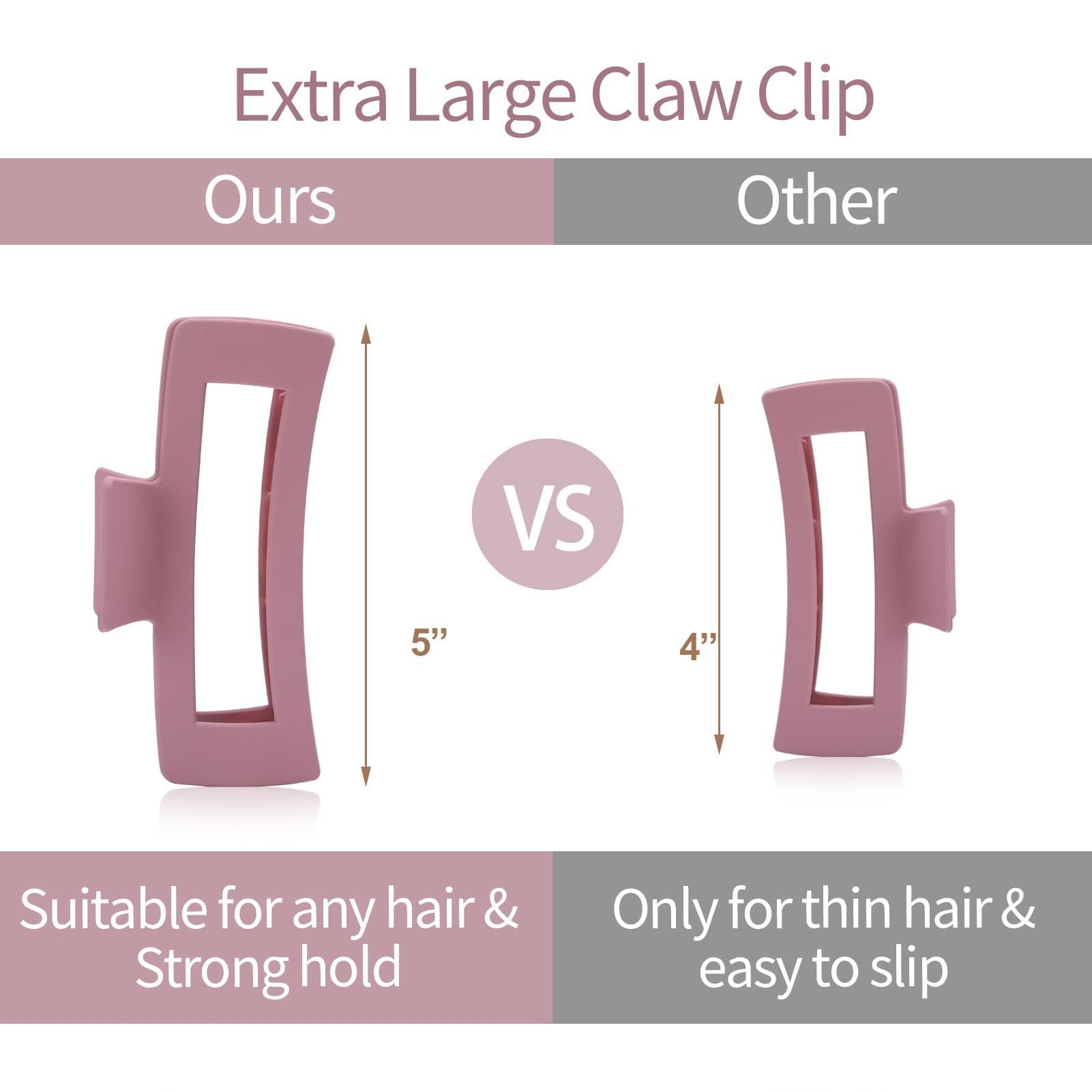Glaudmeiss 5 Inch Extra Large Claw Clips, Big Hair Clips for Thick Long Curly Hair, Durable Matte Strong Hold Hair Claw Clips, Non-slip Square Hair Clips for Women, Hair Accessories Valentine\'s Day Gifts