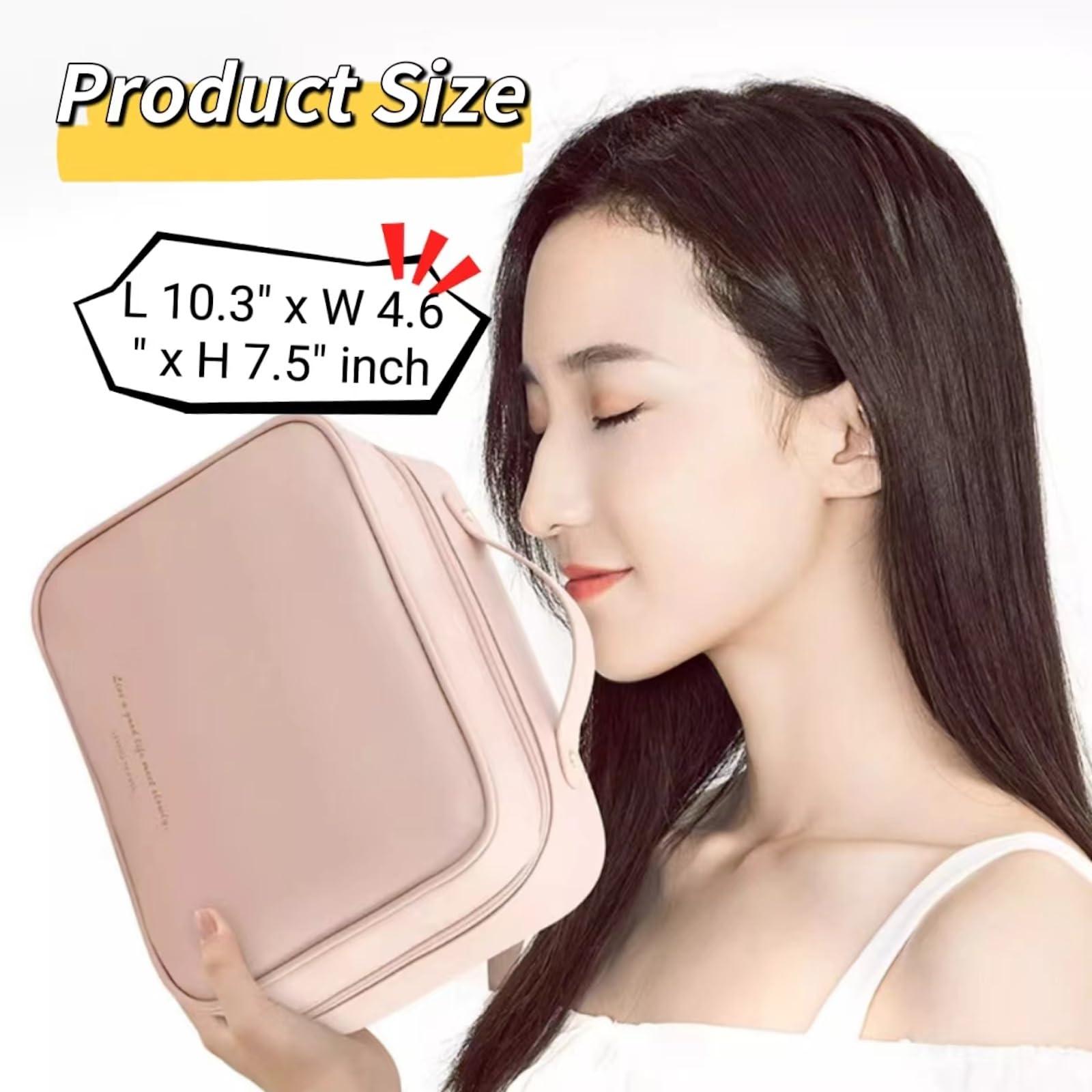 Generic Travel Makeup Bag, Multi Compartment Toiletry Cosmetic Bag, Set Patient Makeup Bag,Travel Cosmetic Bag for Women Large Capacity Portable Cute Cosmetic Organizer with Removable Clear Compartment(Beige)