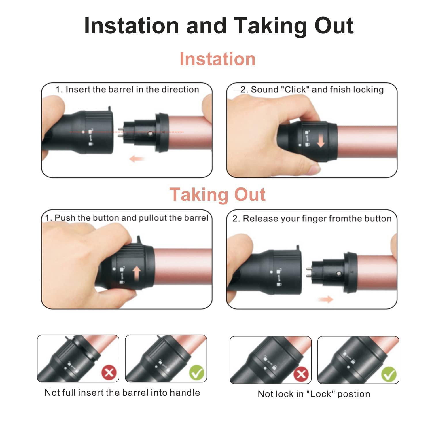 JAETON Curling Iron Wand Set, Curling Wand 3 in 1 Hair Curling Wands Interchangeable Ceramic 0.35-1.25inch Barrel Hair Curler, with Heat Resistant Glove