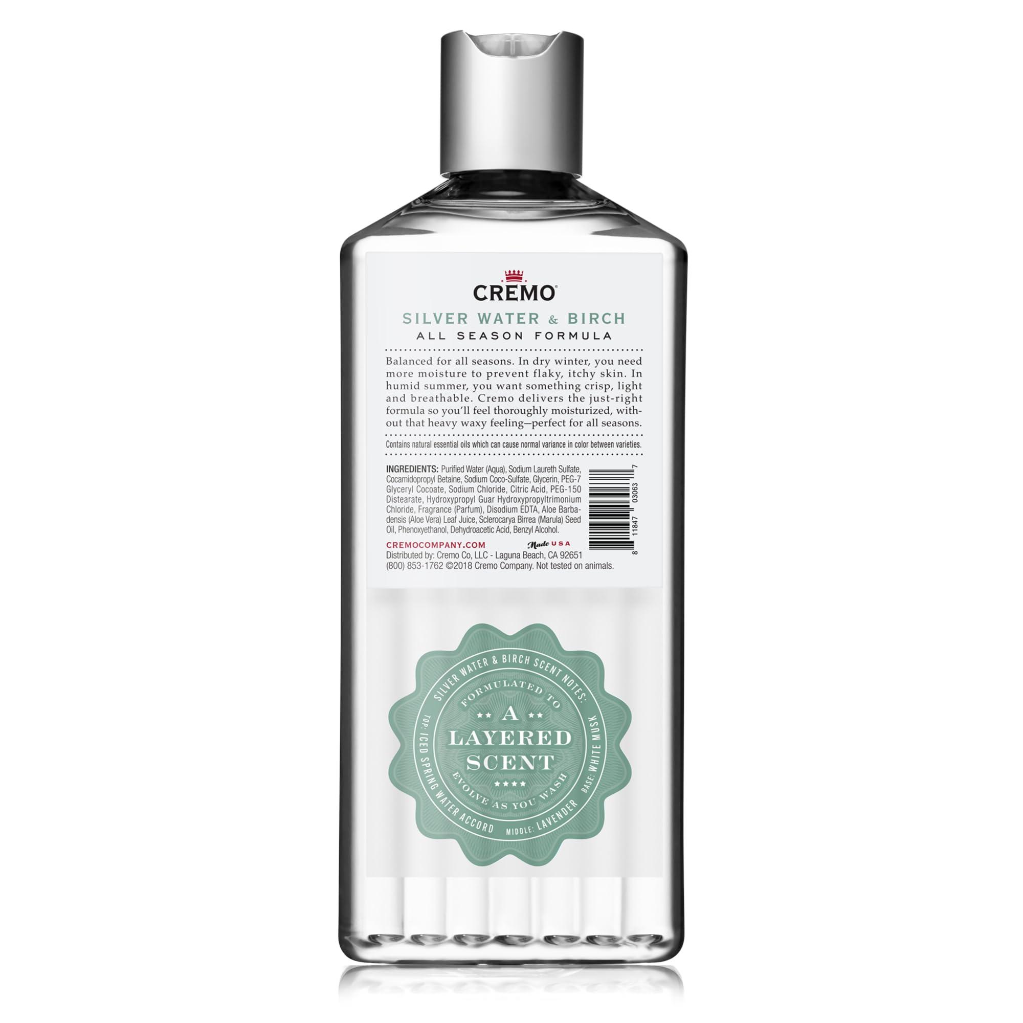 Cremo Cremo Men\'s Body Wash Bundle with Silver Water & Birch and Bourbon & Oak Scents, 16 Fl Oz Each