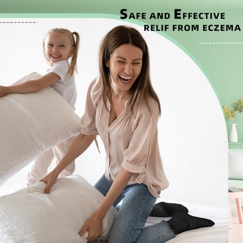 Silicherry Silicherry 4 Pairs Cotton Soft Eczema Socks Black Hydrating Moisturizing Therapy Cotton Socks Eczema Relief for Adult Wet Wrap Non Itch Soft Feet Treatment