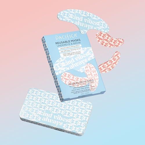Pacifica Pacifica Reusable Mask Set  Silicone Undereye & Brow Mask Set for Forehead & Under Eye, Anti-Wrinkle, Firming, Pair with Serum, Vegan & Cruelty-Free, 3 Pieces