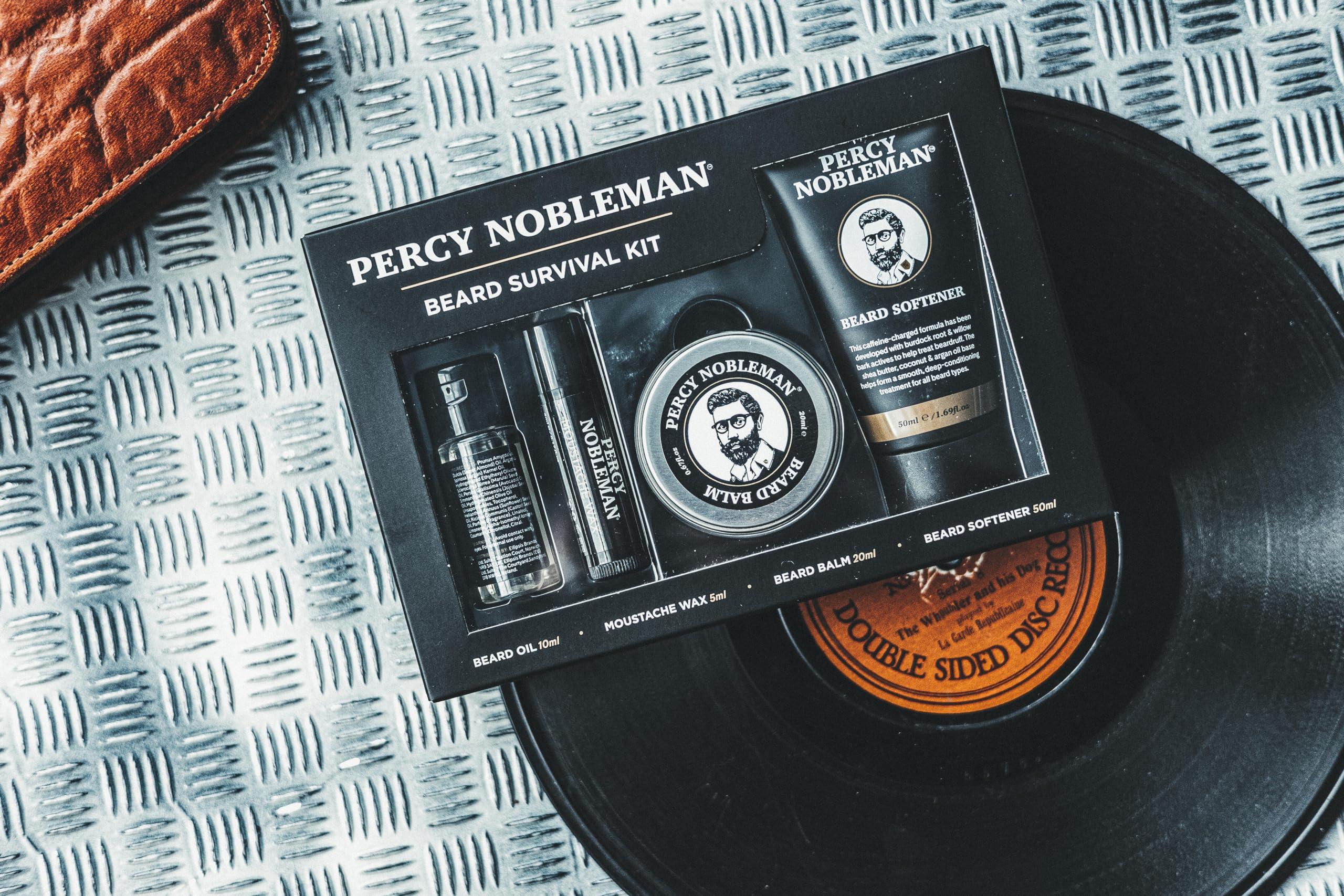 Percy Nobleman Percy Nobleman Beard Survival Kit, a Beard Grooming Kit containing a scented beard oil, beard balm, moustache wax, and a beard softener