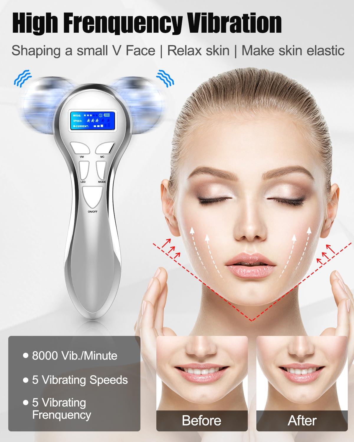 Winyoung Winyoung Microcurrent Facial Device, Microcurrent Face Massager Roller, 4D Facial Massager Beauty Skin Care Tool for Face Eye Neck, Gifts for Women