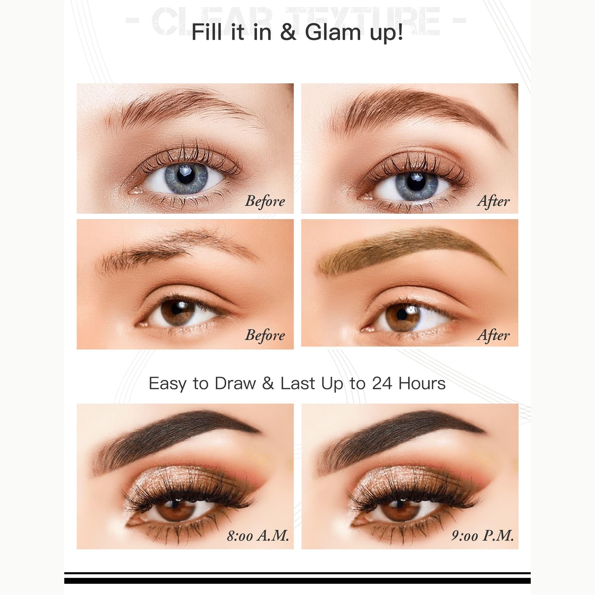 MIRORA Eyebrow Pen, Micro 4 Point Makeup Pens, Microblading Eye Brow Pencil for Natural and Hair-Like Strokes Makeup, Waterproof, Long Lasting & Professional Eyebrow Definer (#2 Dark Brown)