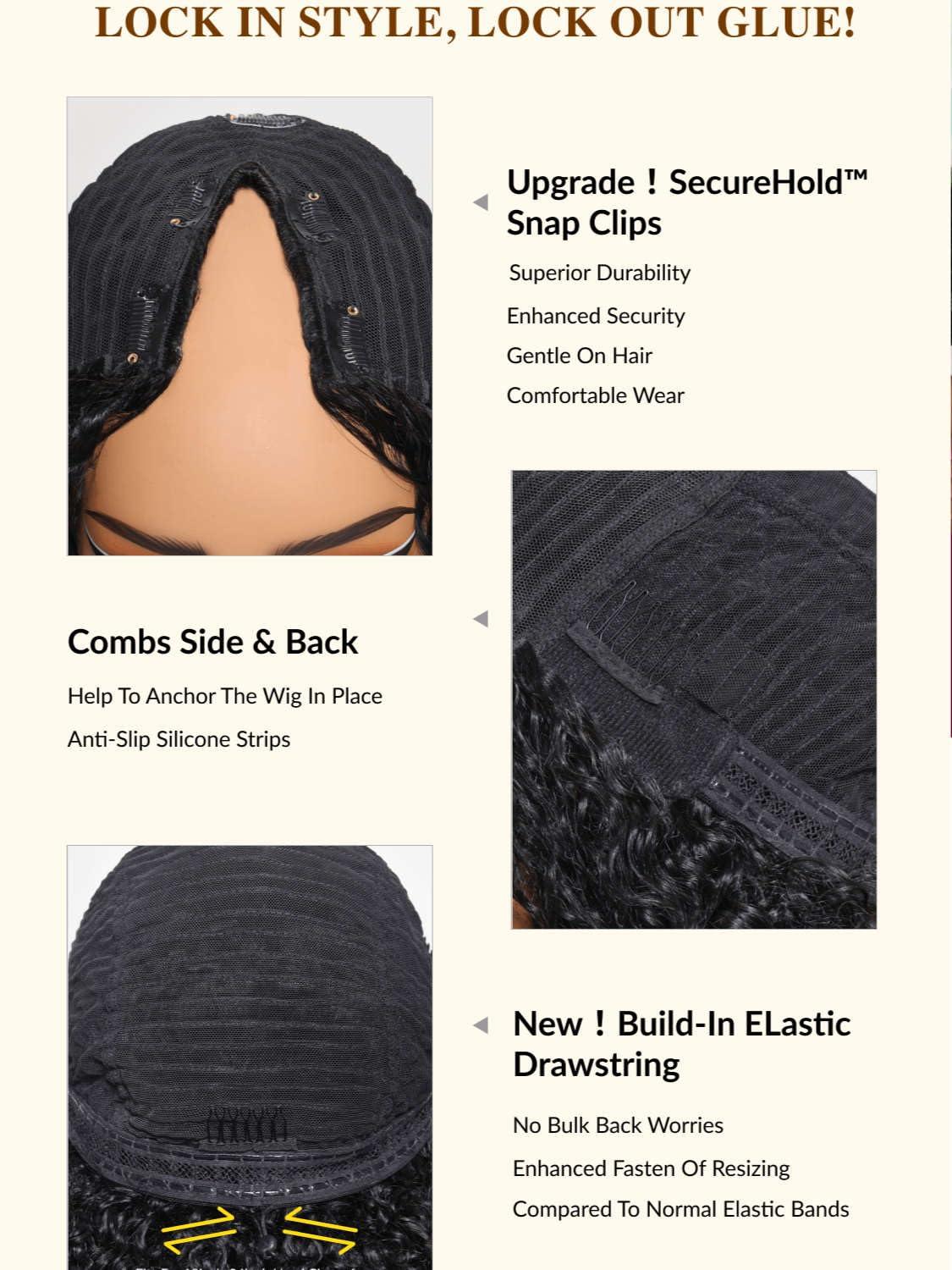 Beauty Forever Beauty Forever V Part Wig Human Hair Kinky Straight EasiContour Vpart Wigs Upgrade U Part Wigs Glueless Full Head Clip In V Shape Wigs No Leave Out None Lace Front Wig 150% Density 22inch