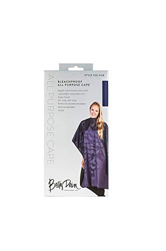 Betty Dain Betty Dain Bleach-proof All Purpose Styling Cape, Material Defends Against Bleach Stains, Color Proof, Chemical Proof, Waterproof, Lightweight Embossed Nylon, Purple