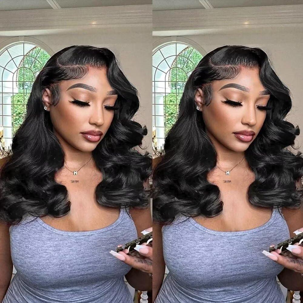 oulaer 200% Density Body Wave Lace Front Wig Human Hair For Black Women 13x4 Transparent HD Lace Frontal Wig Pre Plucked With Baby Hair Natural Hairline Glueless Wigs 24Inch