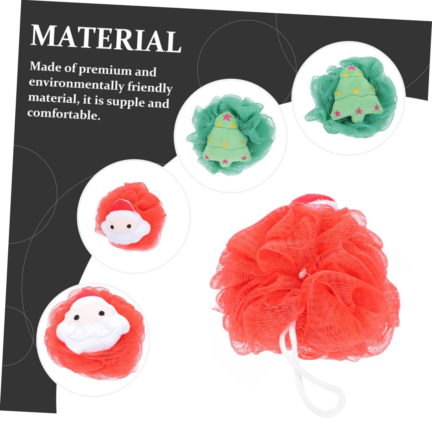 BELLIFFY BELLIFFY 2Pcs Christmas Bath Balls Bath Christmas Loofah Creative Santa Tree Gentle Bathing for Adults Skin Safe
