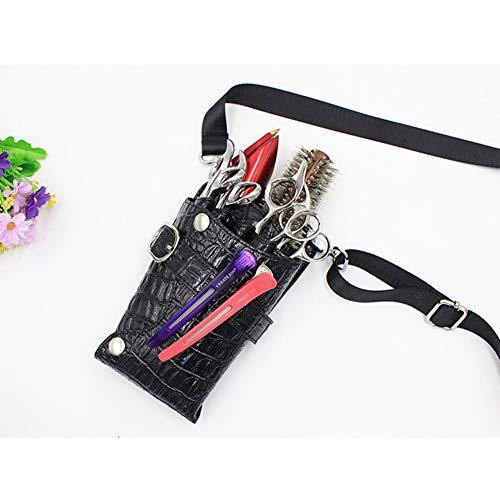 boshiho Scissors Pouch PU Leather Salon Barber Hairdressing Scissors Holster Hair Stylist Tools Bag Comb Shear Holster Waist Shoulder Belt (Black2)