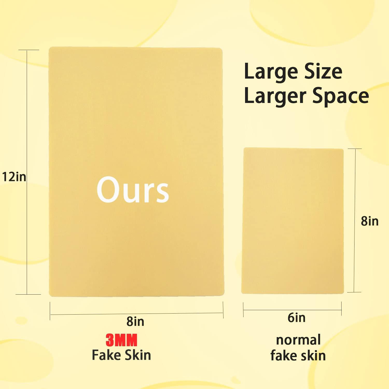 Arcimatto 3mm Tattoo Practice Skin, 5 Pcs 12x8" 3mm Thick Silicone Fake Skin Blank Double Sides Soft Skin, Tattooing Microblading Eyebrow Lip Practice Sheet for Beginners and Artists (5Pcs I 3mm)