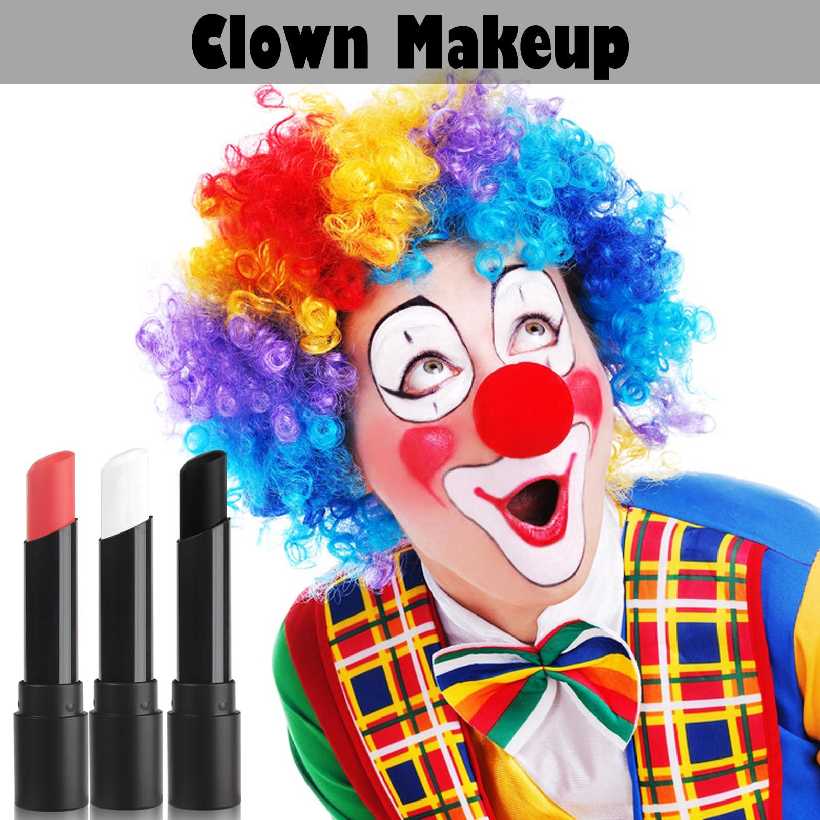 MEICOLY MEICOLY Clown White Joker Devil Makeup Kit,Cream Black White Red Face Body Paint Stick,Halloween Face Paint for Vampire Skeleton Clown Spiderman,Eye Black Stick for Baseball/Football/Softball