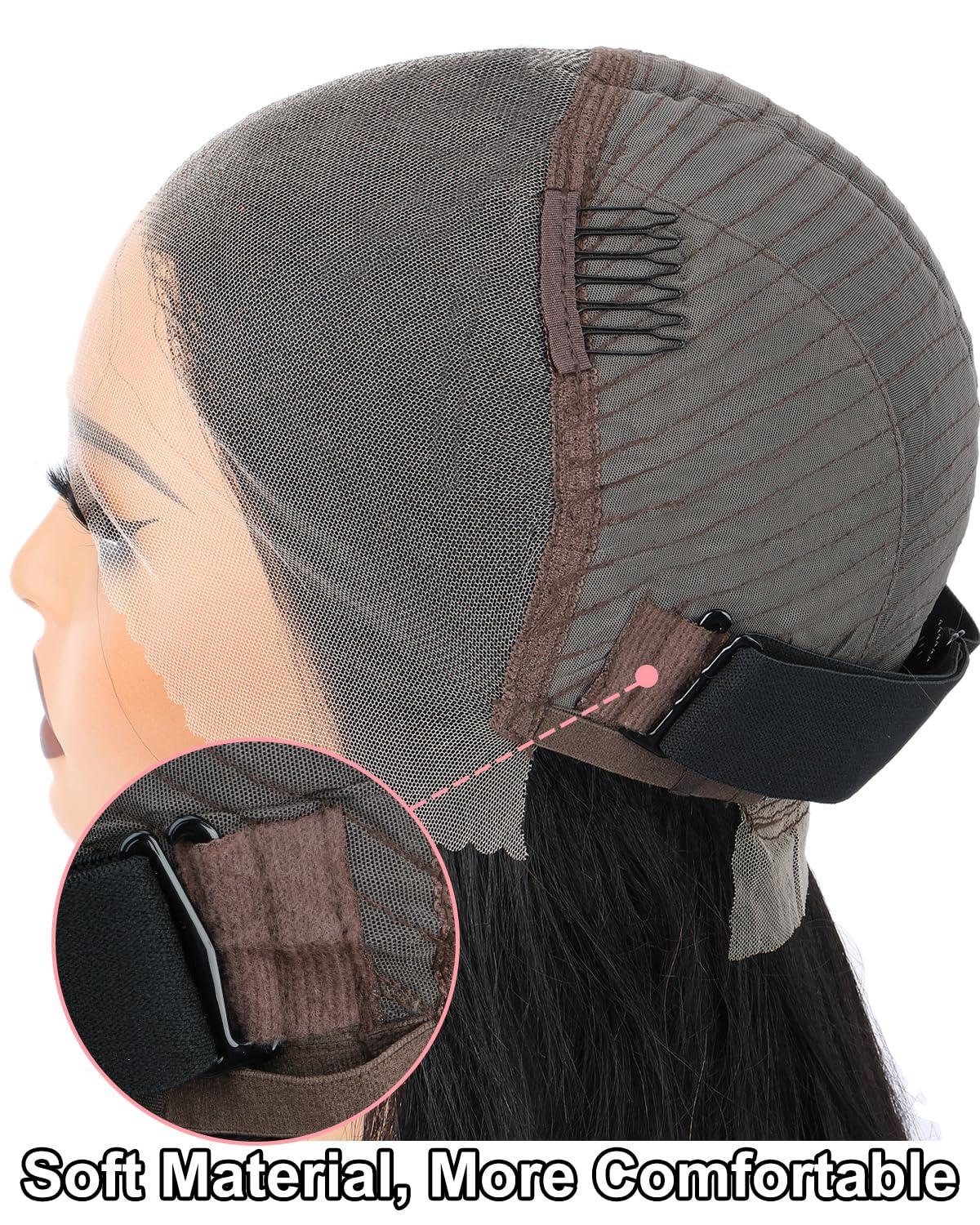 Kerriana 20 22 24 inch kinky straight bundles with 14 inch yaki straight 13x4 lace front bob wig