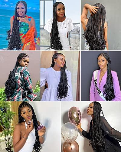 Aeagoo Curly Braiding Hair 16 Inch Pre Stretched 8 Packs Bouncy Loose Wavy Braiding Hair Spanish Curly Braiding Hair French Braid in Hair Extensions (16 Inch,1B#)