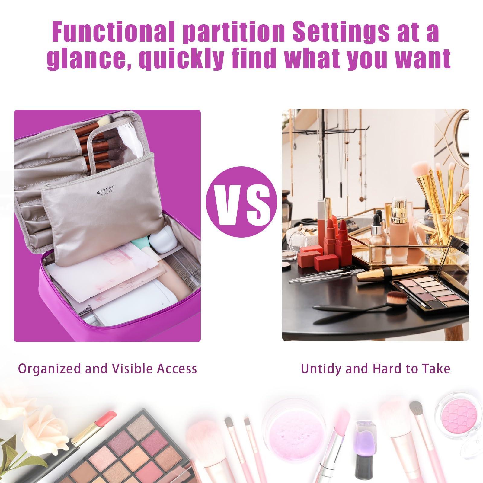 Queboom Travel Makeup Bag Cosmetic Bag Makeup Bag Toiletry bag for women and men (Deep purple)