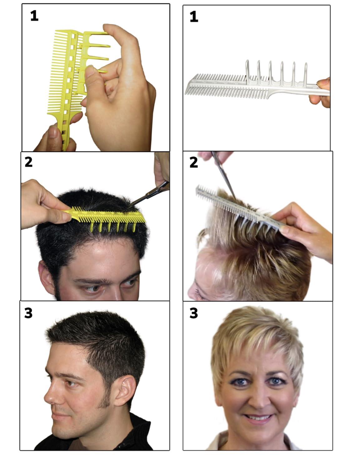 CombPal CombPal Scissor Clipper Over Comb Hair Cutting Tool - DIY Home Hair Cutting Guide Comb Set (Classic Set, Yellow)