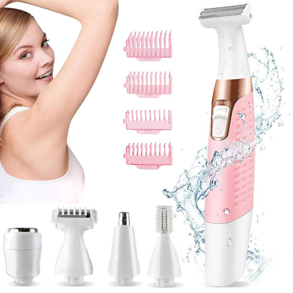 MISOY MISOY Electric Lady Shaver, Body Hair Trimmer, Bikini Womens Electric Razor, Rechargeable Hair Epilator, Painless 5 in 1 Hair Removal for Face, Arms, Back, Legs, Underarms & Nose, Eyebrows, Good Gifts