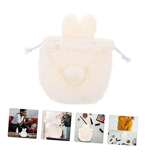 Beaupretty Beaupretty Plush Makeup Bag Drawstring Portable Cosmetic Storage for Girls Puffy Travel Organizer