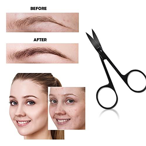 DELAYNOMORE77 Eyebrow Razor Kit, 6 in 1 Professional Eyebrow Grooming Set for Women and Men, Including 3 Eyebrow Razors Trimmer,1 Tweezer,1 Scissor,1 Eyelashes Roller,1 Storage Bag