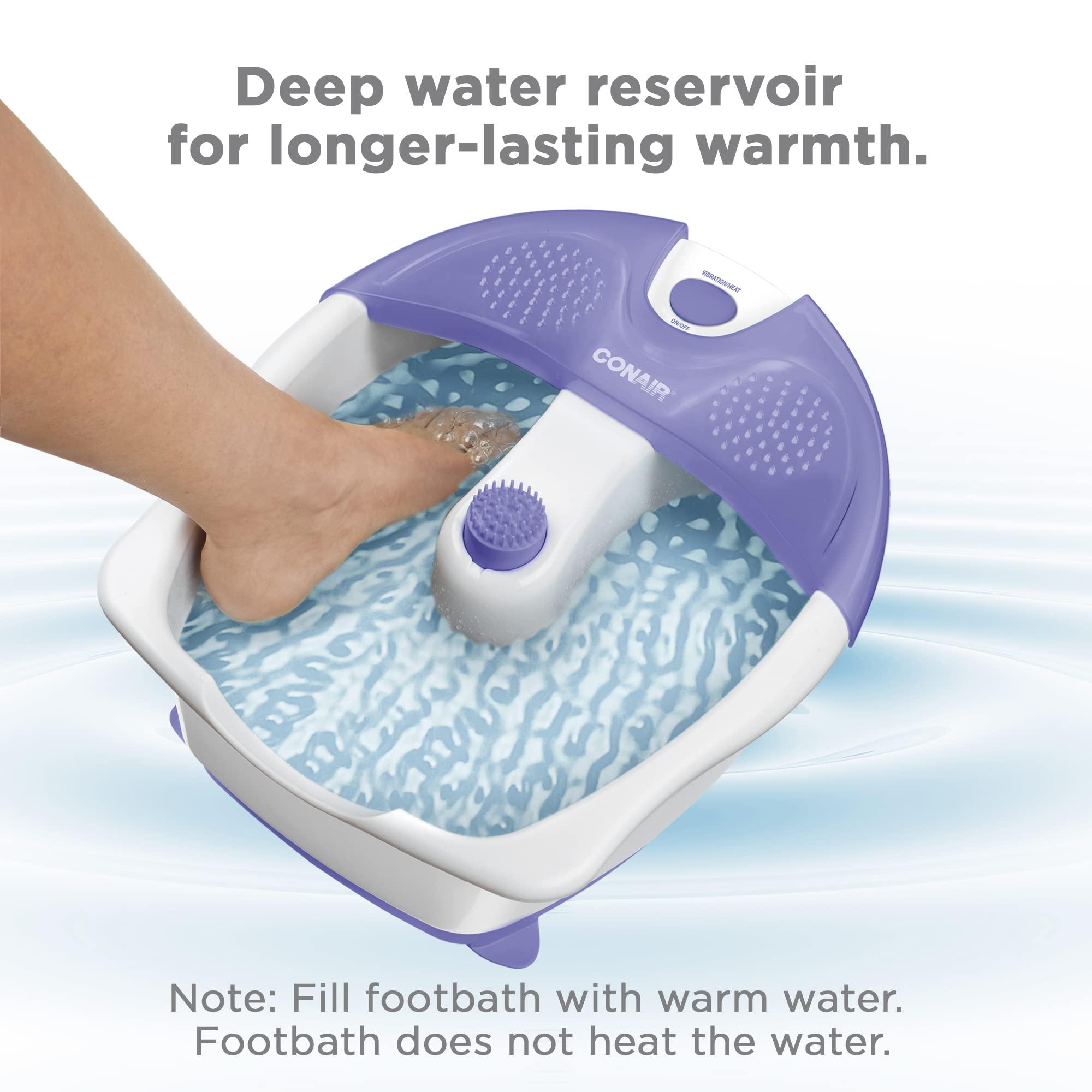 Conair Conair Soothing Pedicure Foot Spa Bath with Soothing Vibration Massage, Deep Basin Relaxing Foot Massager with Jets, Purple/White