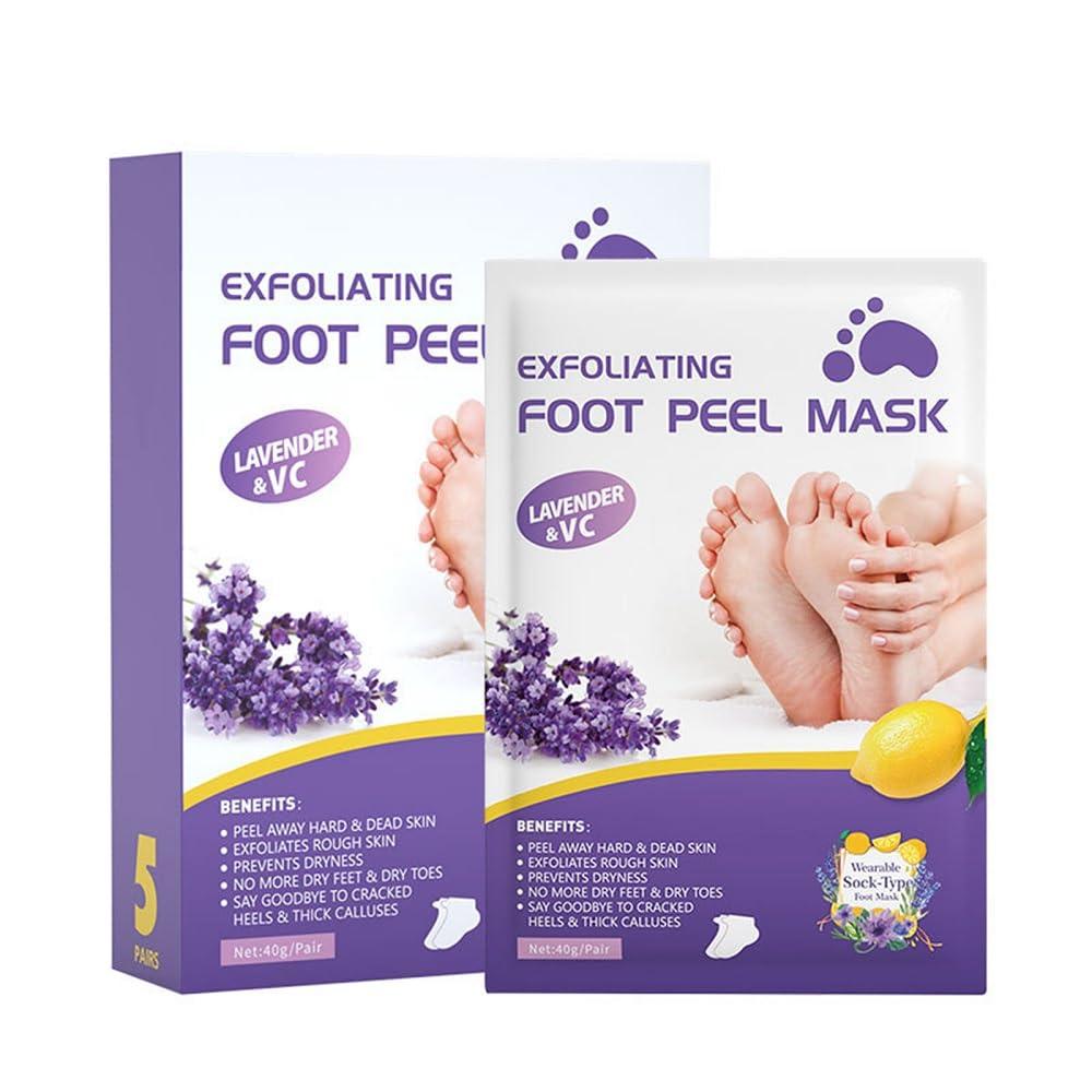 Dr.Pedi Dr.Pedi Foot Peel Mask (5 Pairs) Natural Exfoliator for Dry Dead Skin, Dry, Cracked Feet, Callus, Spa, for Baby Soft Skin Made with Lavender Extract Women and Men Peeling Exfoliating
