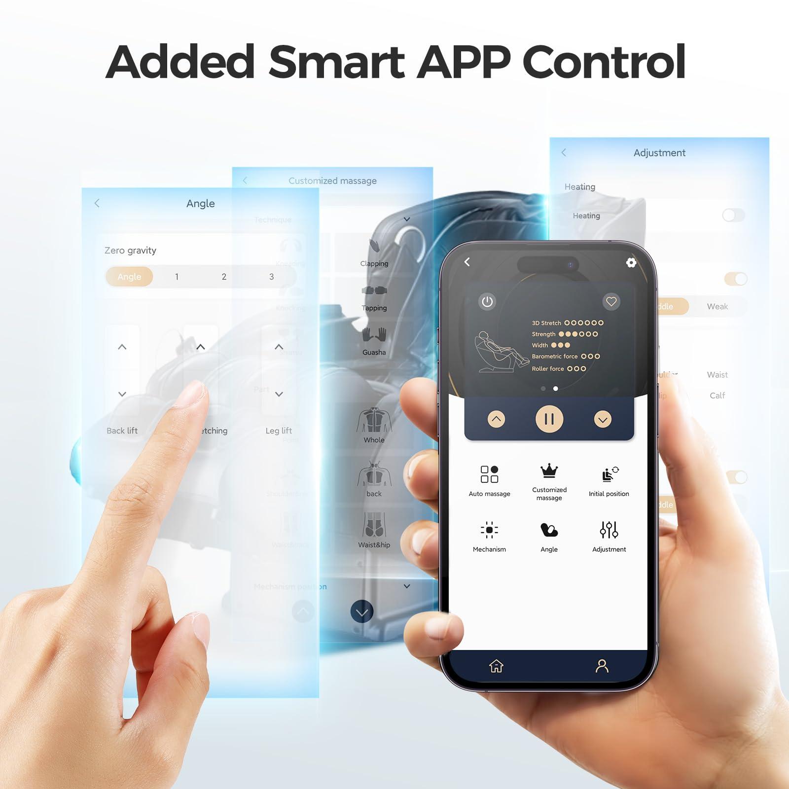 BOSSCARE BOSSCARE 3D Full Body Zero Gravity Massage Chair, 2025 APP Control Shiatsu Massaging Recliner, Back Heating, HiFi Bluetooth Message Chair