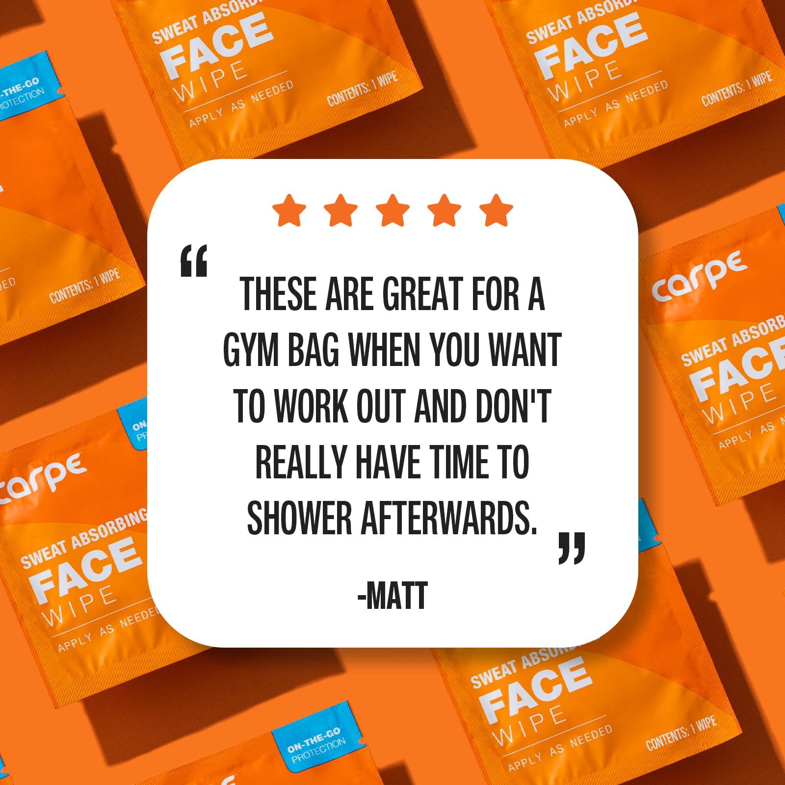 Carpe Carpe Sweat Absorbing Face Wipes (15 Facial Wipes). Witch Hazel & Tea Tree Oil Wipes Infused with Eucalyptus. Energizing, Refreshing, and Soothing. Sweat and Oil Control