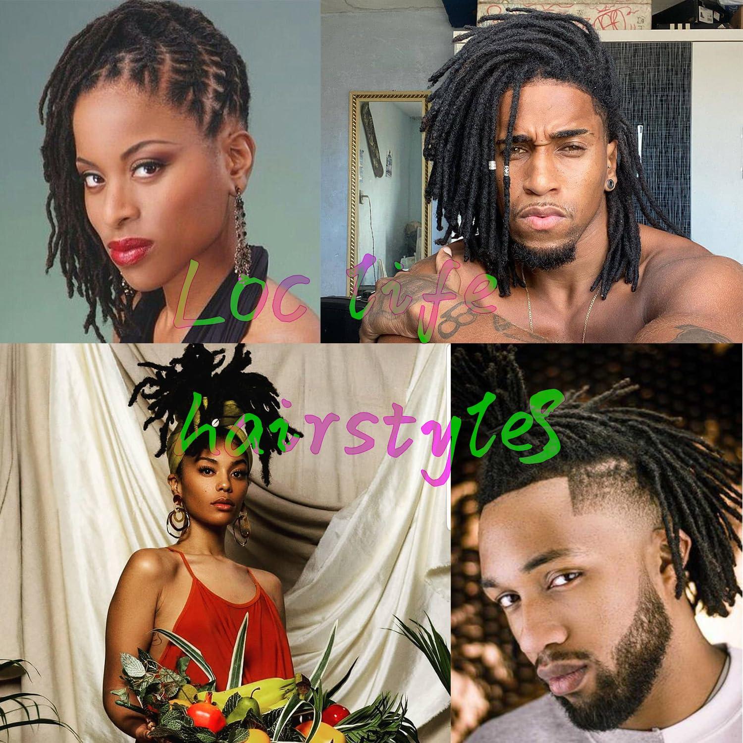 Luckroce Loc Extension Human Hair Locs 0.4cm Dreadlock Extension Natural Black Human Hair 8 Inch 100 Strands Locs Human Hair Full Handmade Permanent Locs Can Be Dyed and Bleached for Women Men