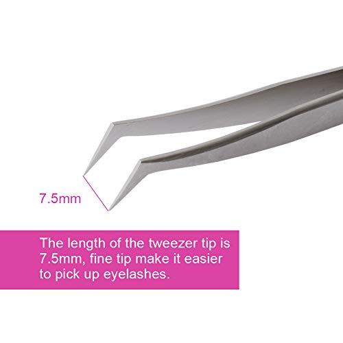 FADLASH Volume Tweezers 3d 6d Made Fans Eyelash Extensions Tweezer for Easy Fan Volume Lashes Curved Point Stainless Steel Precision Anti Static Lash Extension Tweezers Leather Pack