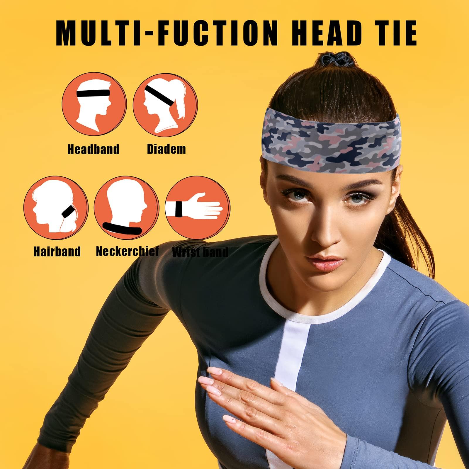 ONEYE ONEYE 6 Pieces Head Tie Headbands for Men Women Sport Tie Back Bandanas Camo Hair Band Athletic Sweatbands for Tennis Running Ninja Karate Basketball