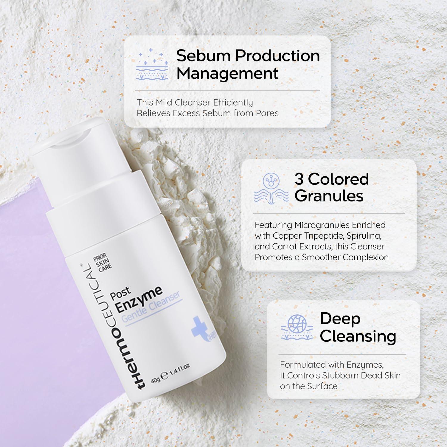 tHermoCEUTICAL tHermoCEUTICAL Post Enzyme Gentle Cleanser - Daily Exfoliating Face Wash, Facial Scrub Exfoliator with Papaya Enzyme Powder, 1.4 fl.oz