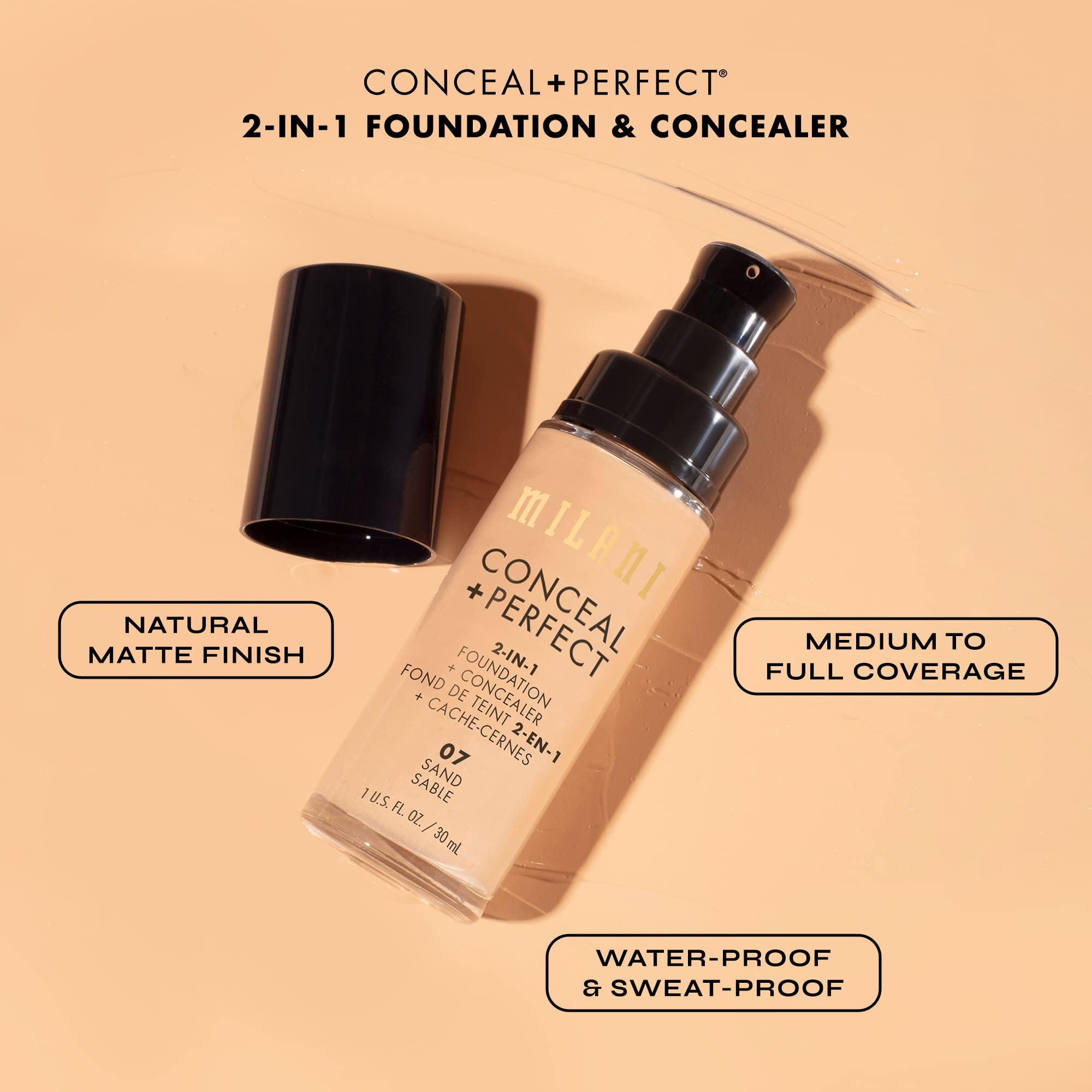 Milani Milani Conceal + Perfect 2-in-1 Foundation + Concealer - Rich Sand (1 Fl. Oz.) Cruelty-Free Liquid Foundation - Cover Under-Eye Circles, Blemishes & Skin Discoloration for a Flawless Complexion