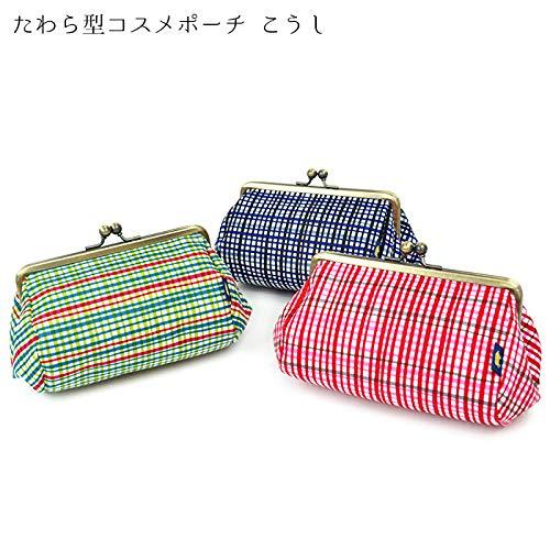 ??? Inokichi Hand Printed, Tawara style Cosmetic Pouch, Coin Pouch, Gamaguchi Cosmetic Pouch, Japanese Pattern, Japanese Modern, Artisan Hand Print, Kyoto, Made in Japan, Auspicious Pattern, Auspicious Pattern, Lattice, koshi - pink,