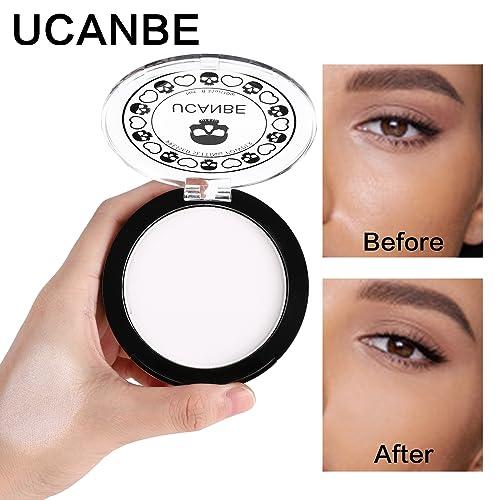 UCANBE UCANBE White Pressed Setting Powder for Special Effects & Halloween Makeup, Translucent Matte Finishing Powder, Baking White Face Powder for Long Lasting Coverage, Portable Compact