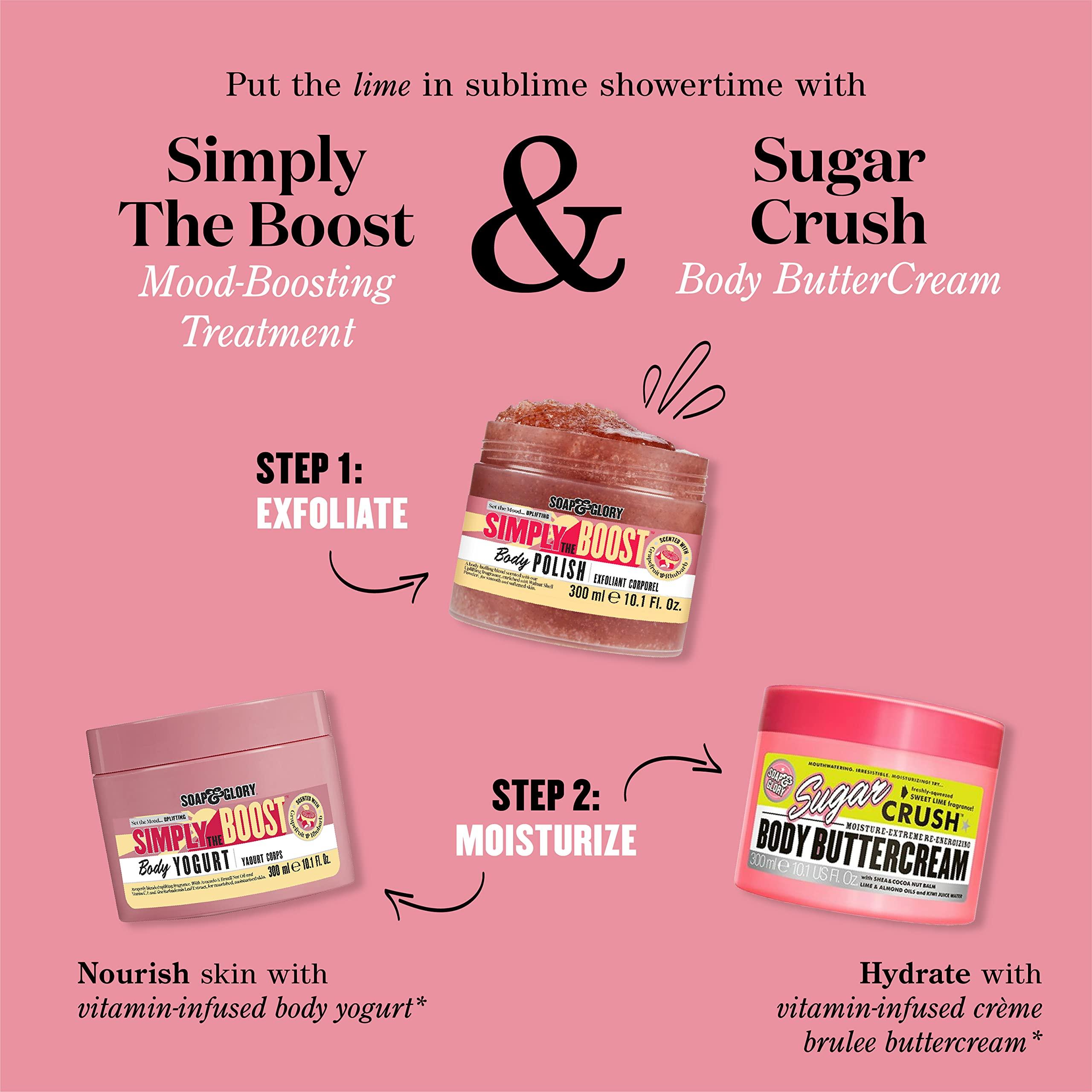 Soap & Glory Soap & Glory Simply The Boost Exfoliating Body Scrub - Smoothing & Buffing Body Scrub - Body Polish with Vitamin B5, Vitamin C, & Vitamin E (300ml)