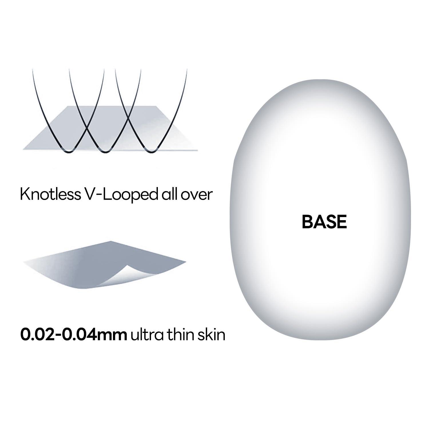 Blayzehair Men Toupee Hair System Ultra Thin Skin Hair Piece European Human Hair Replacement 0.02-0.10MM V-LOOP Toupee For Men. (1B40# Off Black with 40% Synthetic Grey, 8x10\"-0.02MM-0.04MM V-LOOP)