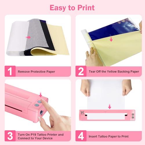 TATOPRT TATOPRT P19 Wireless Tattoo Stencil Printer Bluetooth Thermal Temporary Tattoo Transfer Printer Machine Kit for Tattoo Artists & Beginners