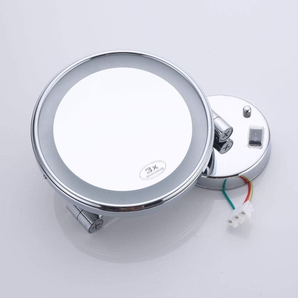 PROHEL PROHEL Makeup Mirror Shaving Mirror Wall Mounted 3X/5X/7X/10X Magnification Extendable and Chrome Finished Single Side Round, Concealed Wiring (Color : #6, Size : 7X)