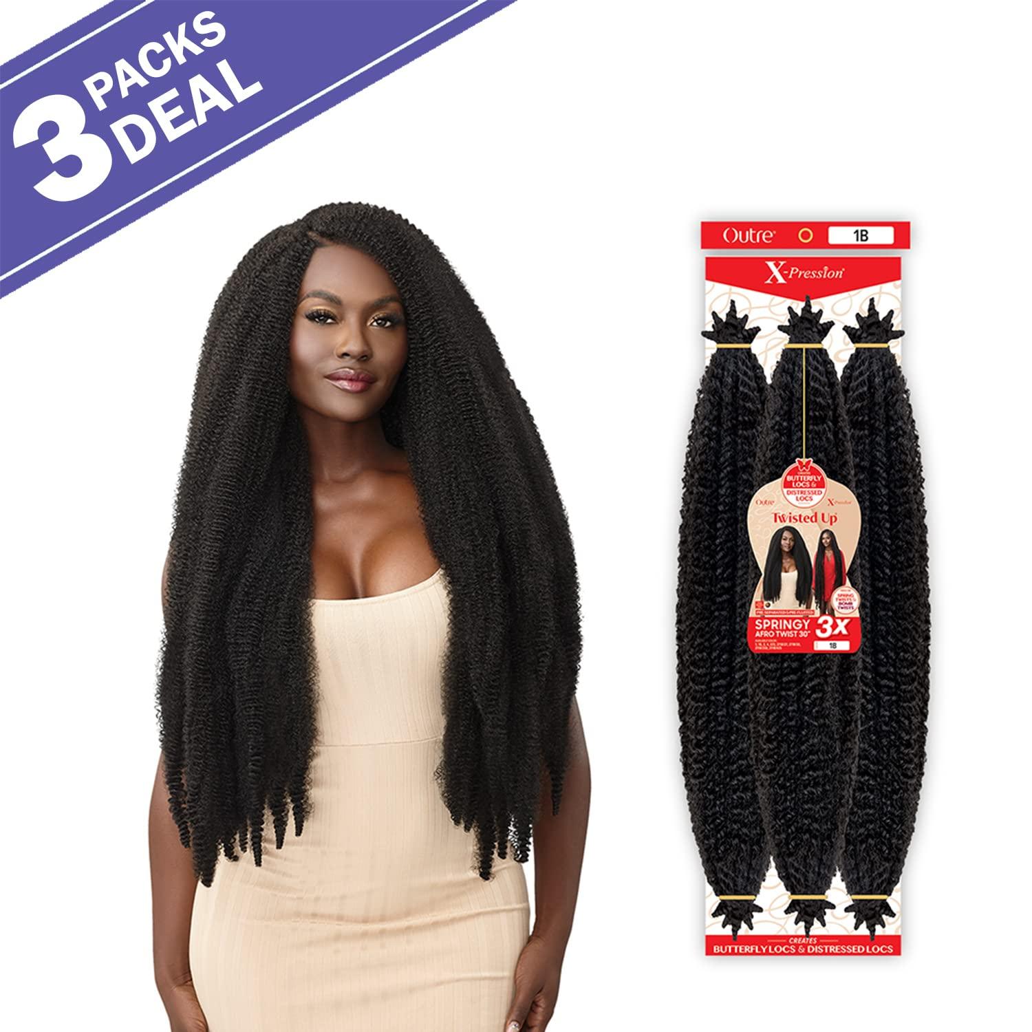 Sun Taiyang Outre Crochet Braids X-Pression Twisted Up 3X Springy Afro Twist 30" (3-PACK, 1B)