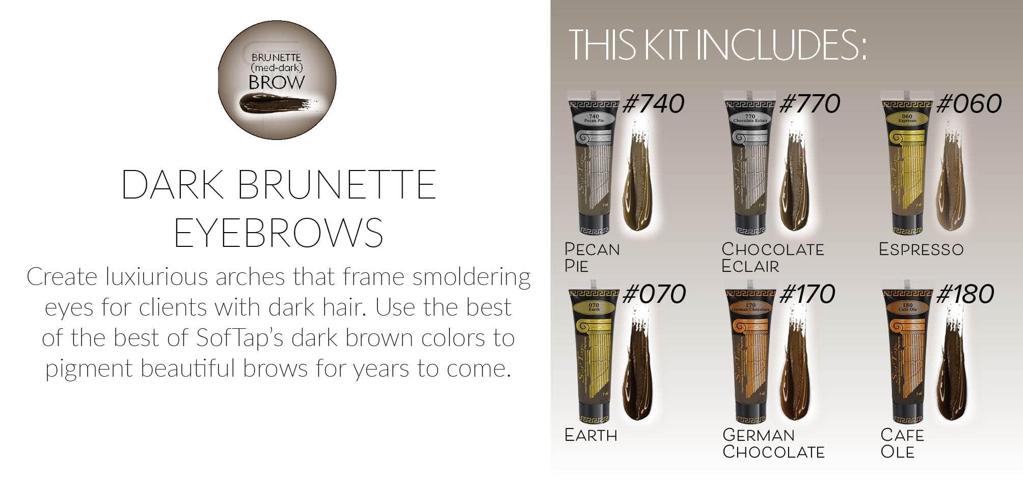 SofTap SofTap PMU Brow Color Mini Kits for all Permanent Cosmetic Procedures (Dark Brunette Brows)