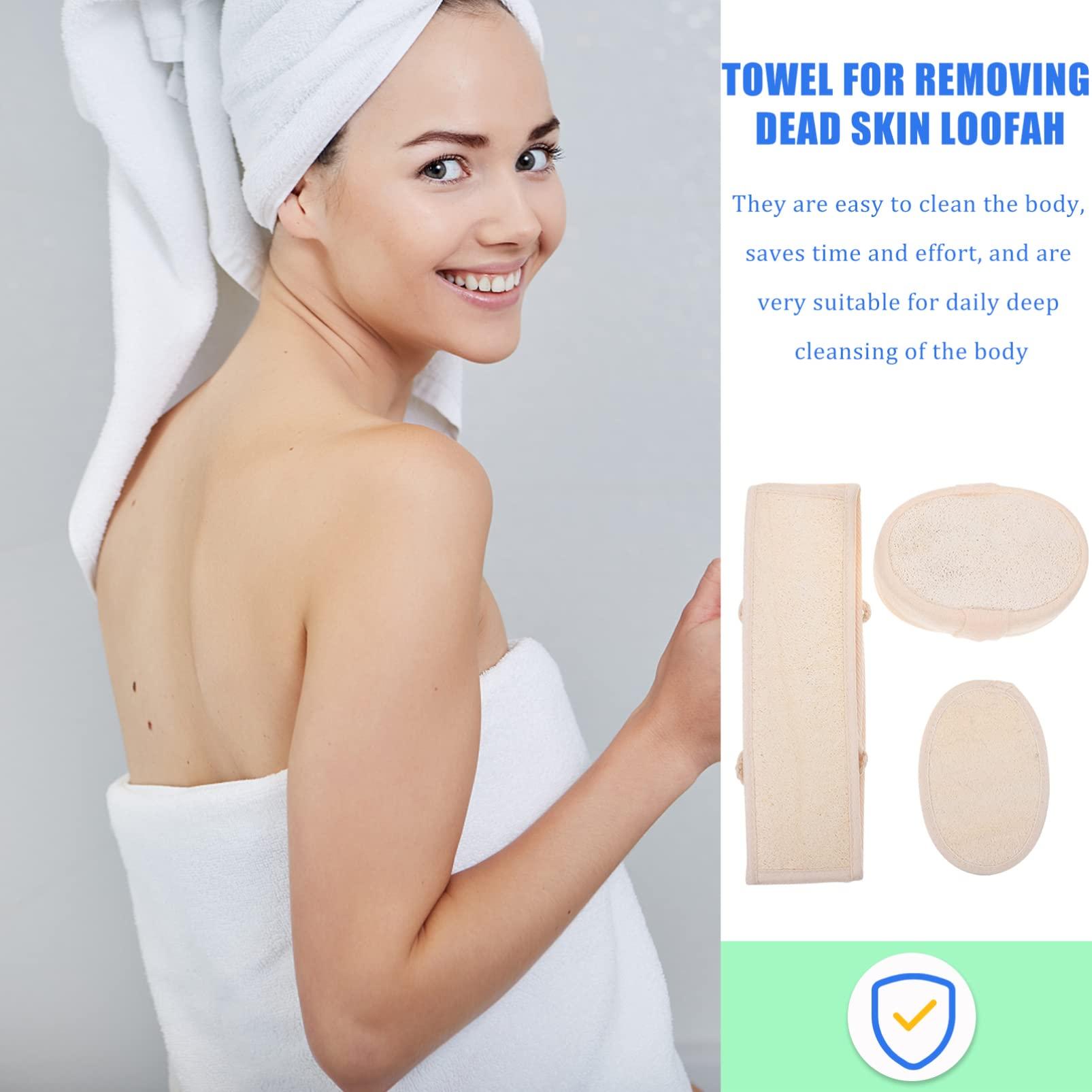 Angoily Angoily 9 Pcs Loofah Bath Towel Exfoliating Scrub Pads Bath Loofah Sponges for Shower Washcloth Soap Grout Animal Dove Body Wash Net Sand Dishwashing Beige Cotton